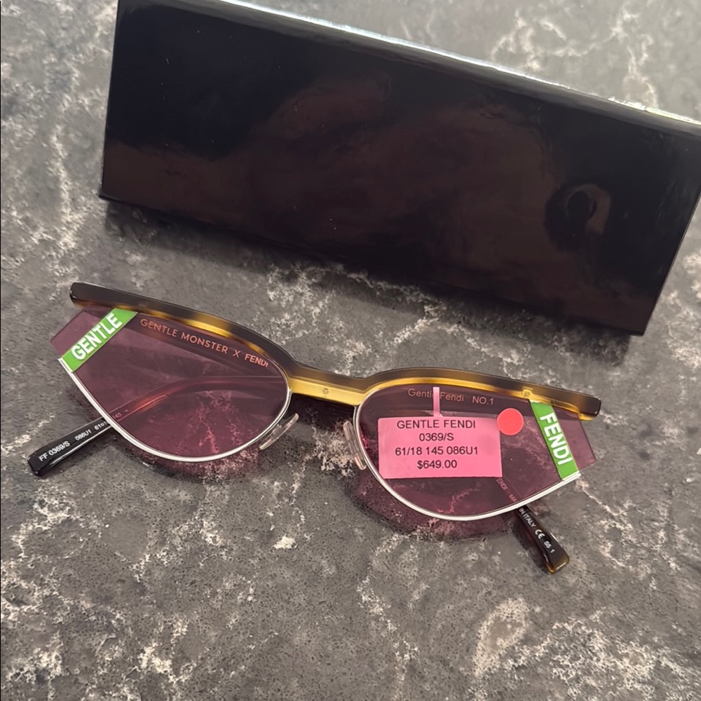 GENTLE MONSTER X FENDI. Pink and Brown Sunglasses with Modern Minimalist Design